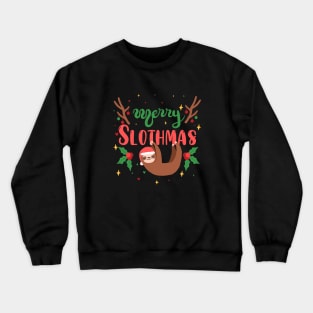 Merry Slothmas Christmas Pajama for Sloth Lovers Crewneck Sweatshirt